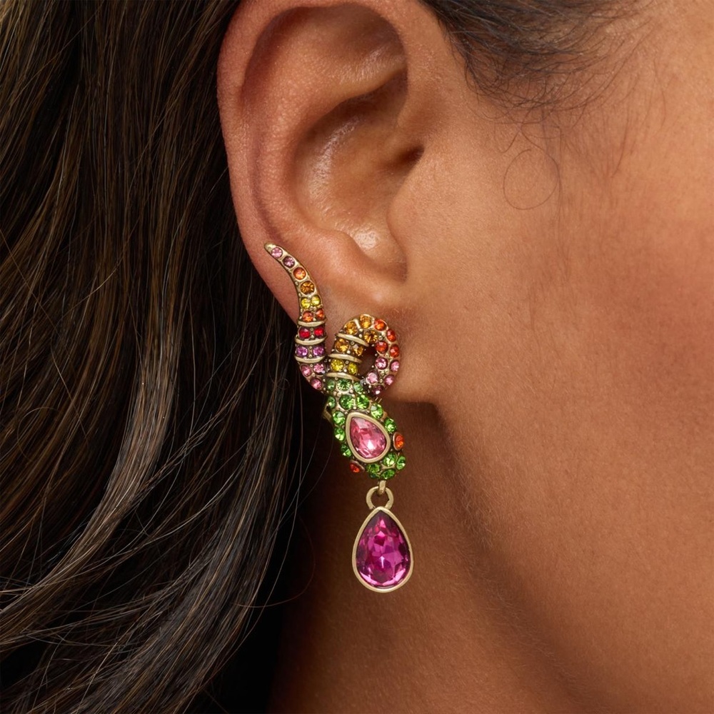 Heidi Daus ‘’Glimmer ’’ Crystal Snake Drop Earrings-Defect